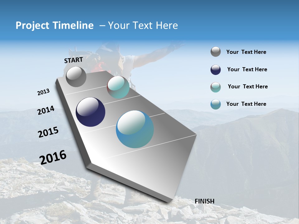 A Man With A Backpack On Top Of A Mountain PowerPoint Template