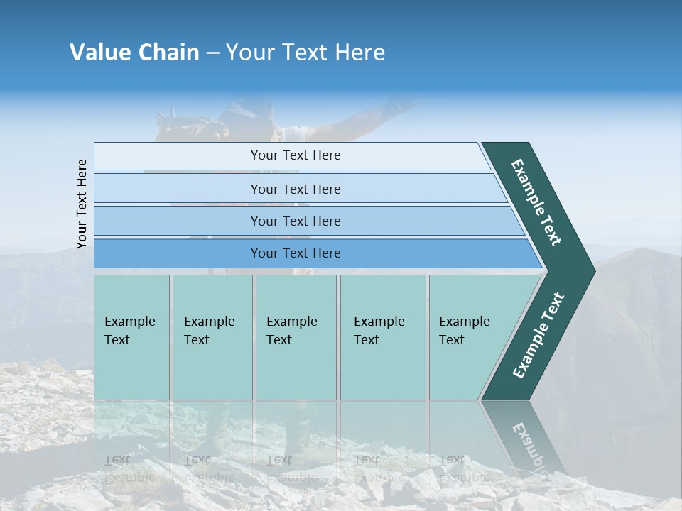 A Man With A Backpack On Top Of A Mountain PowerPoint Template