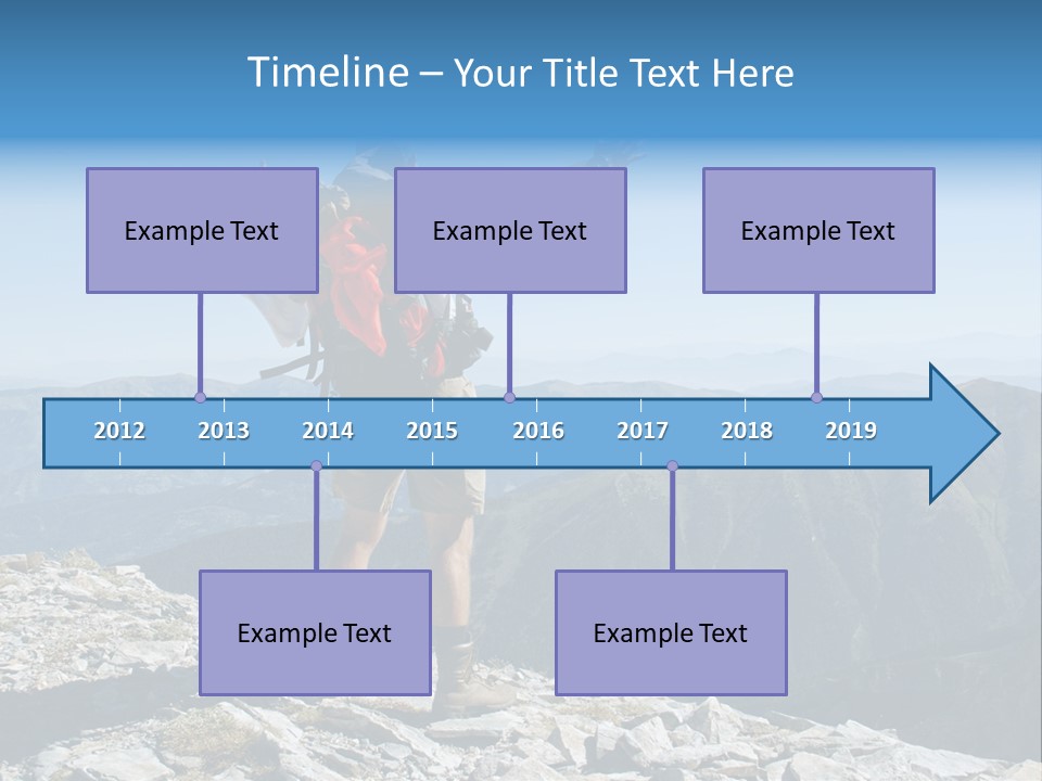 A Man With A Backpack On Top Of A Mountain PowerPoint Template