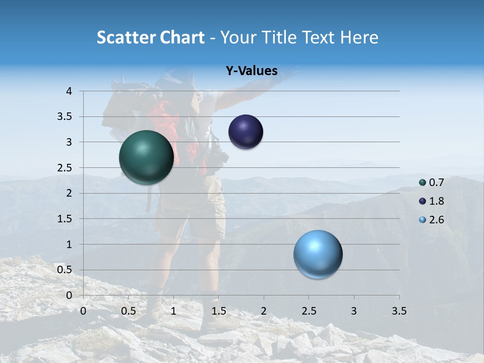 A Man With A Backpack On Top Of A Mountain PowerPoint Template