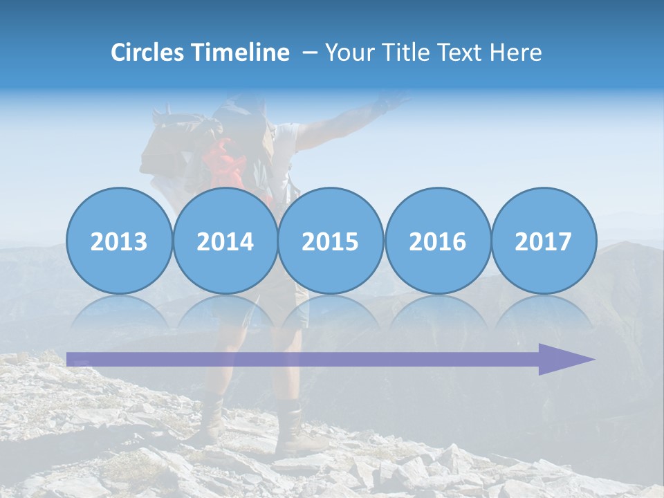 A Man With A Backpack On Top Of A Mountain PowerPoint Template