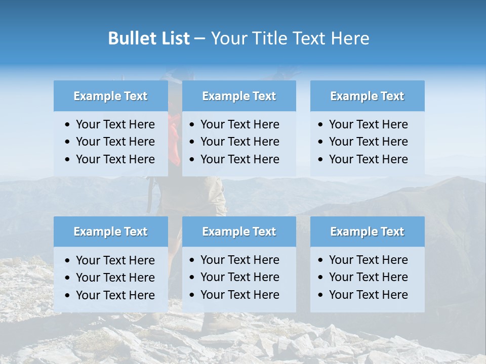 A Man With A Backpack On Top Of A Mountain PowerPoint Template