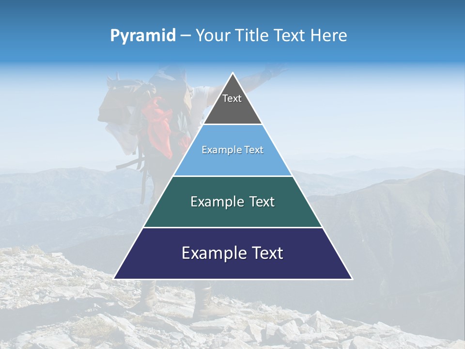 A Man With A Backpack On Top Of A Mountain PowerPoint Template