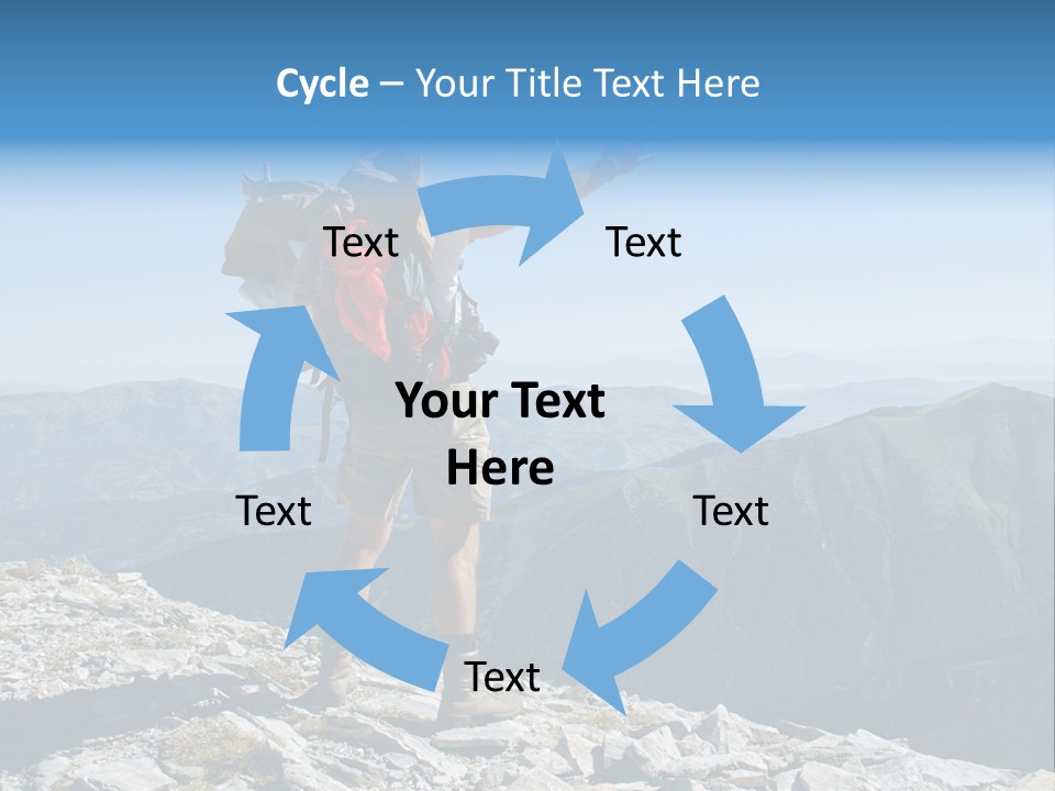 A Man With A Backpack On Top Of A Mountain PowerPoint Template