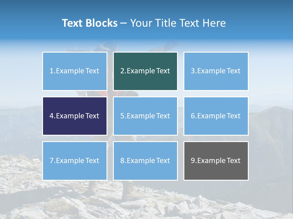 A Man With A Backpack On Top Of A Mountain PowerPoint Template