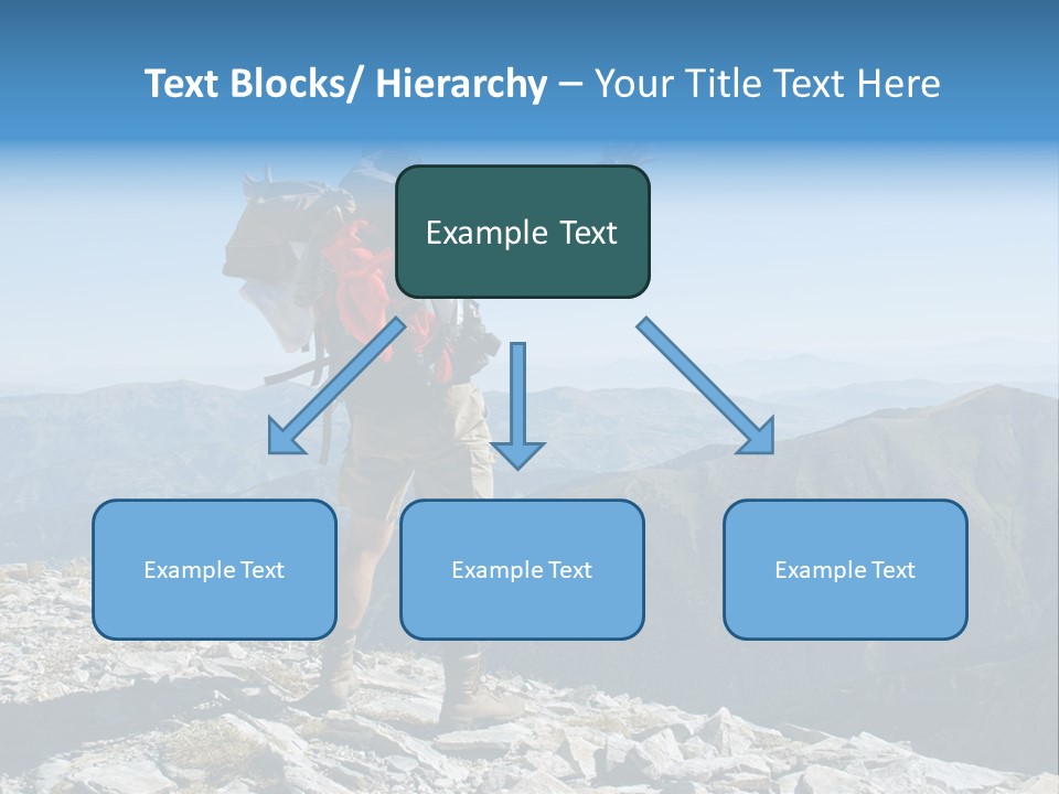 A Man With A Backpack On Top Of A Mountain PowerPoint Template