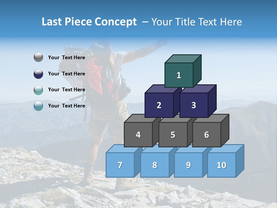 A Man With A Backpack On Top Of A Mountain PowerPoint Template
