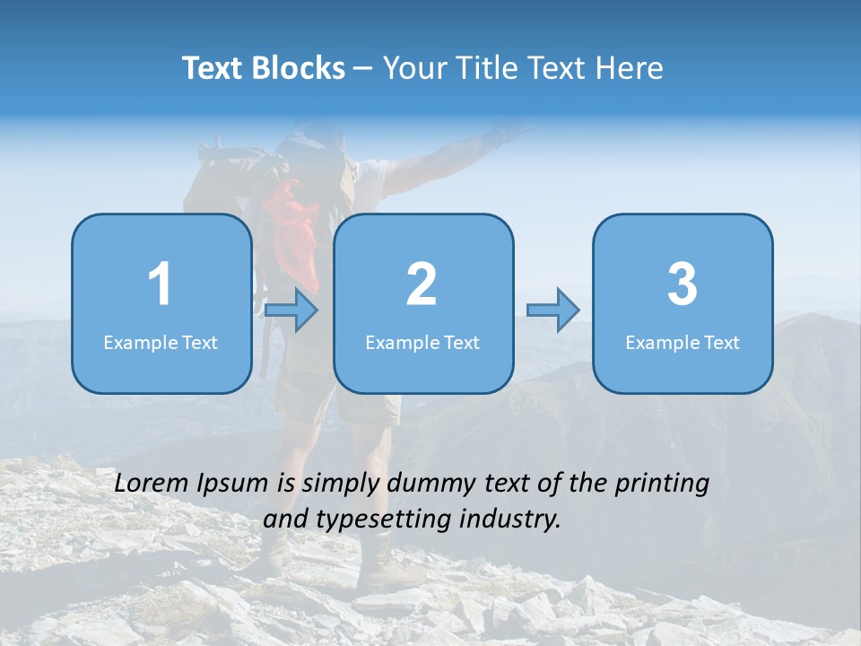 A Man With A Backpack On Top Of A Mountain PowerPoint Template