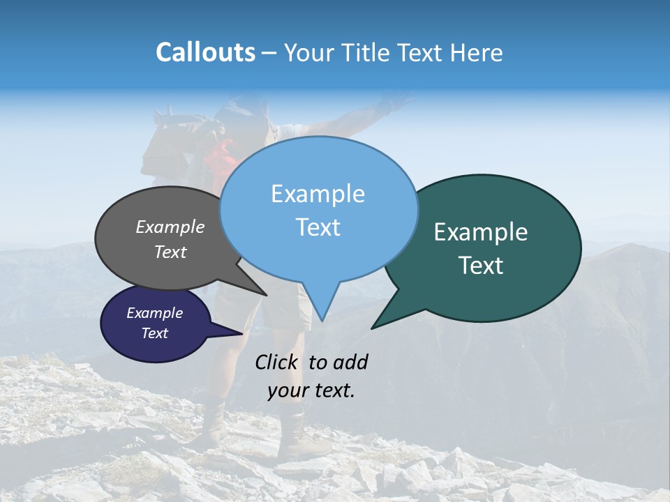 A Man With A Backpack On Top Of A Mountain PowerPoint Template