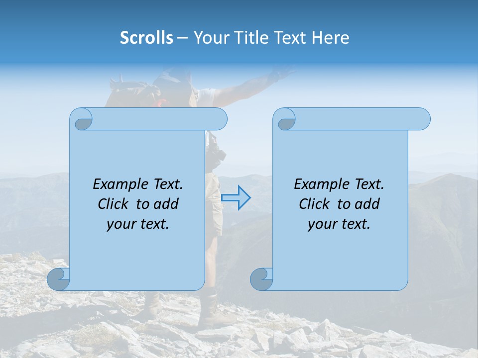 A Man With A Backpack On Top Of A Mountain PowerPoint Template