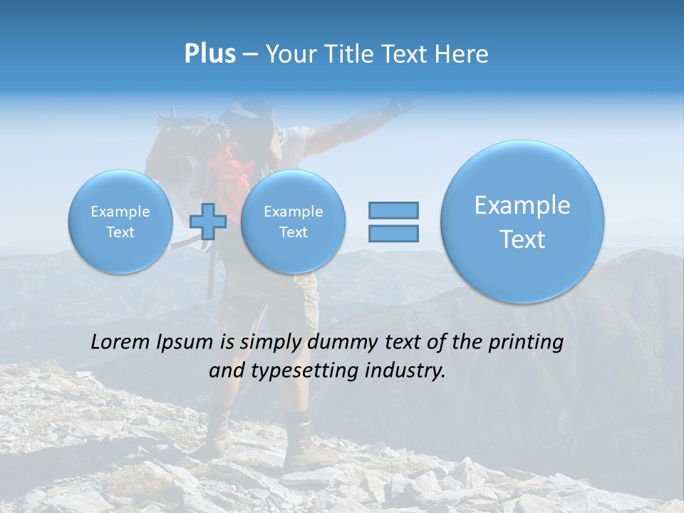 A Man With A Backpack On Top Of A Mountain PowerPoint Template