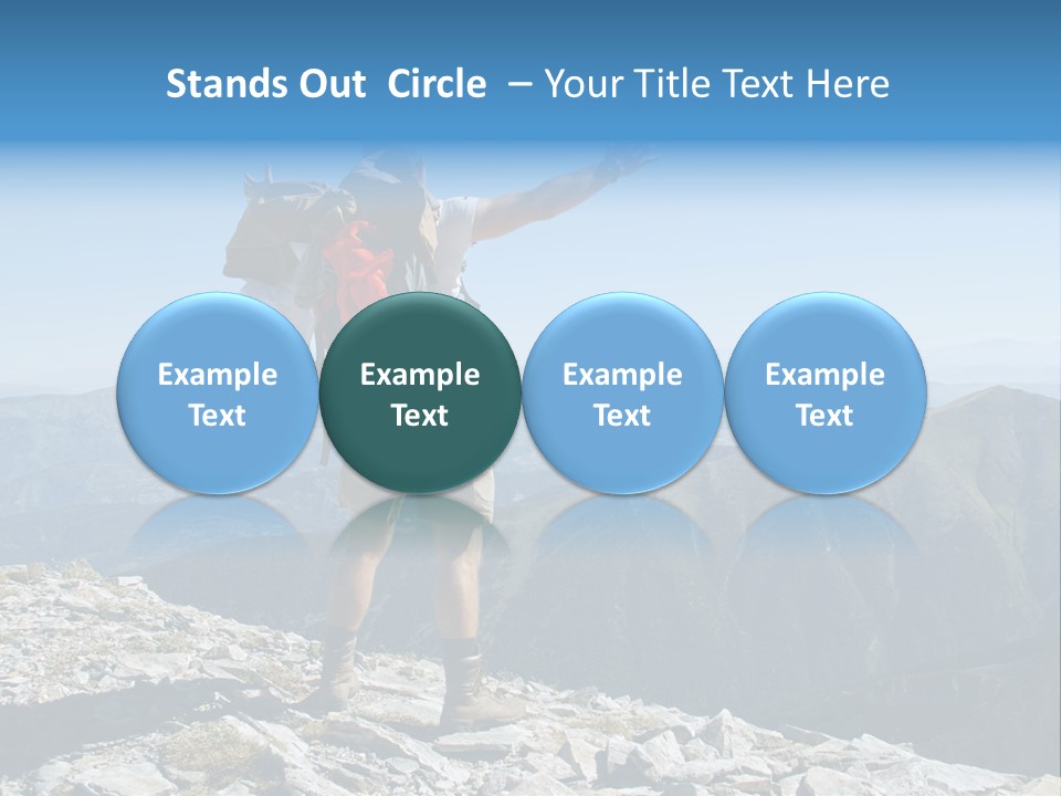 A Man With A Backpack On Top Of A Mountain PowerPoint Template
