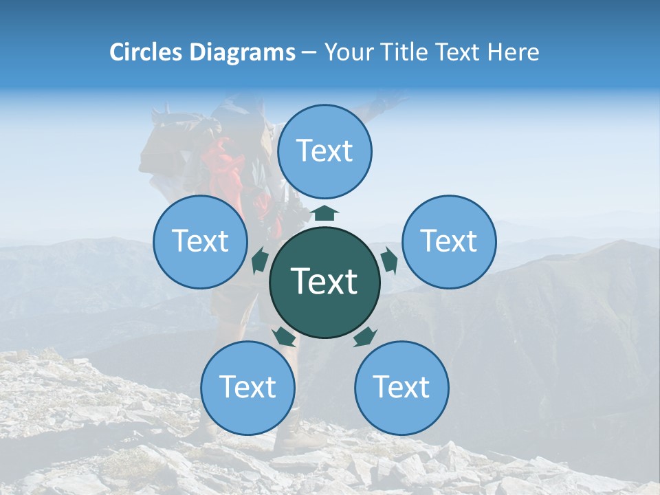 A Man With A Backpack On Top Of A Mountain PowerPoint Template