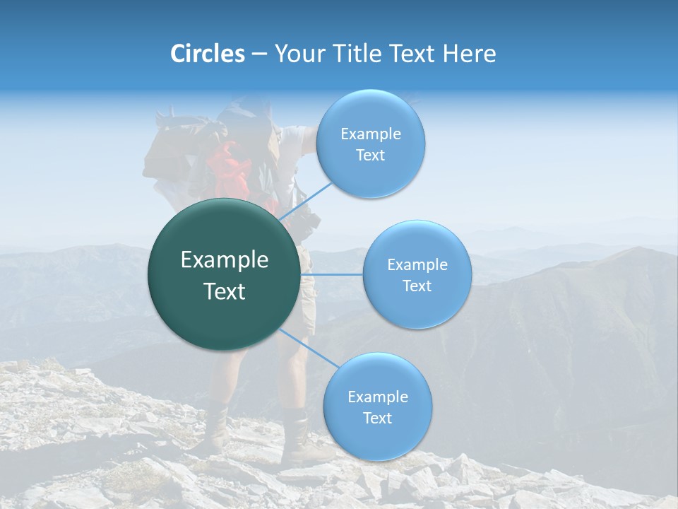 A Man With A Backpack On Top Of A Mountain PowerPoint Template