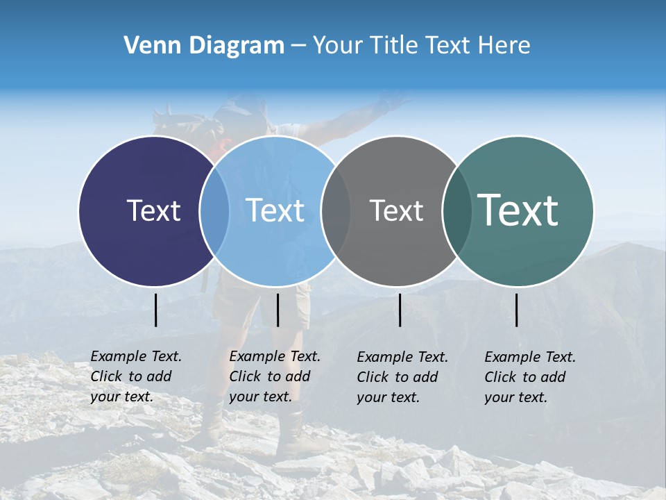 A Man With A Backpack On Top Of A Mountain PowerPoint Template