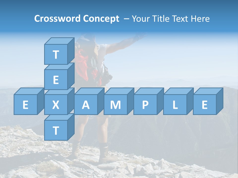 A Man With A Backpack On Top Of A Mountain PowerPoint Template