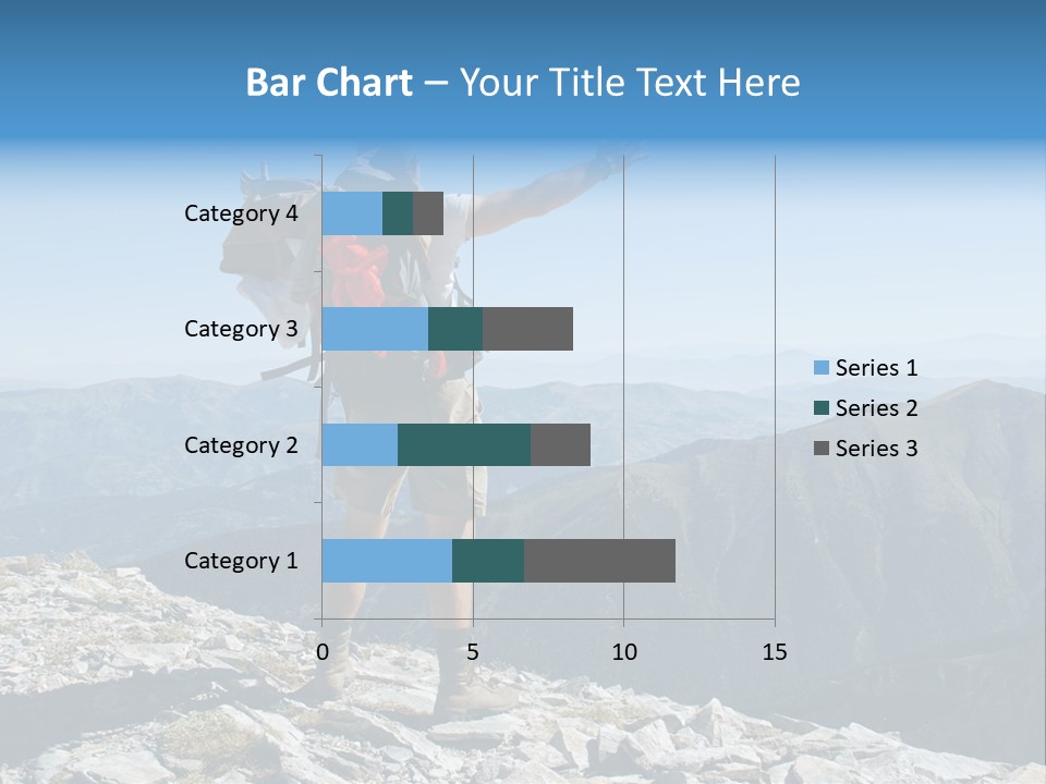 A Man With A Backpack On Top Of A Mountain PowerPoint Template