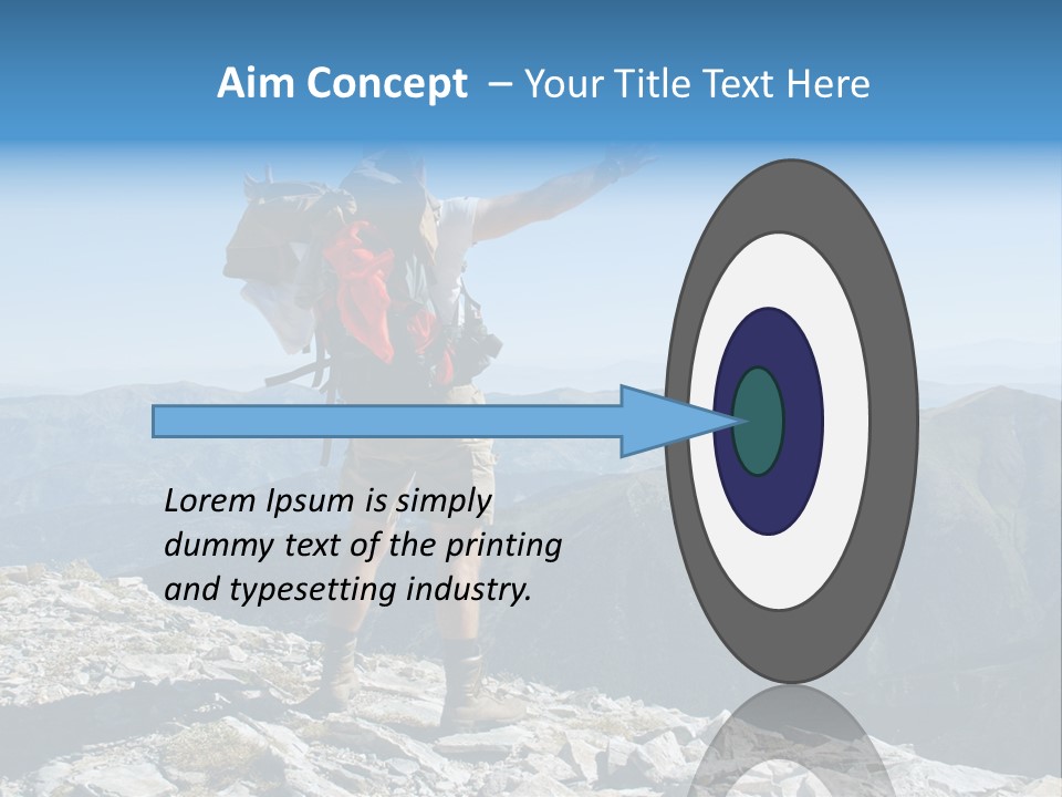 A Man With A Backpack On Top Of A Mountain PowerPoint Template
