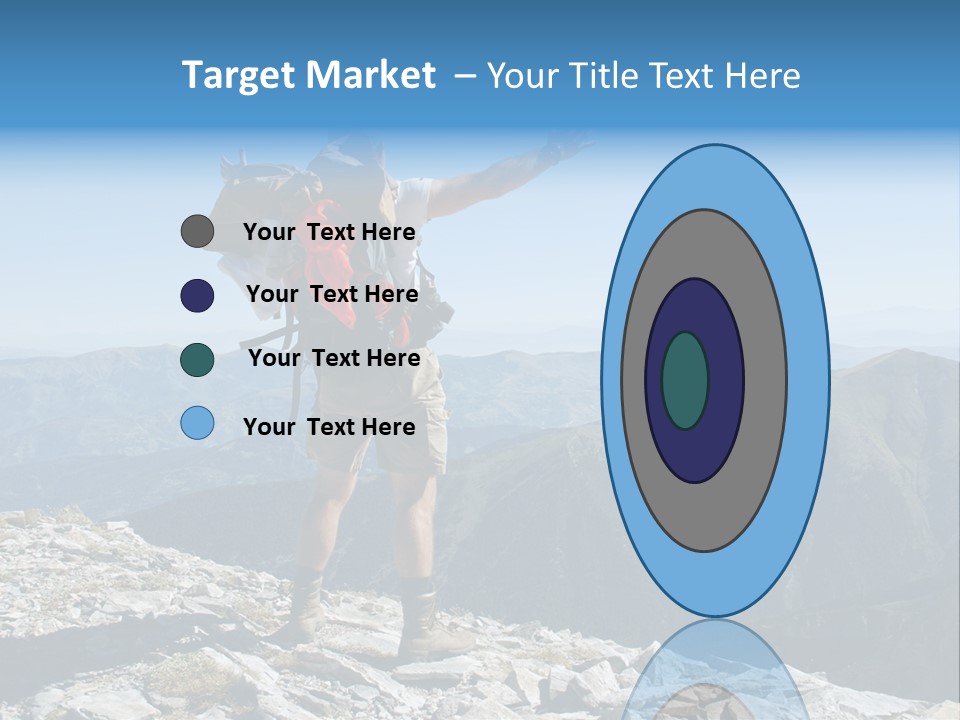 A Man With A Backpack On Top Of A Mountain PowerPoint Template