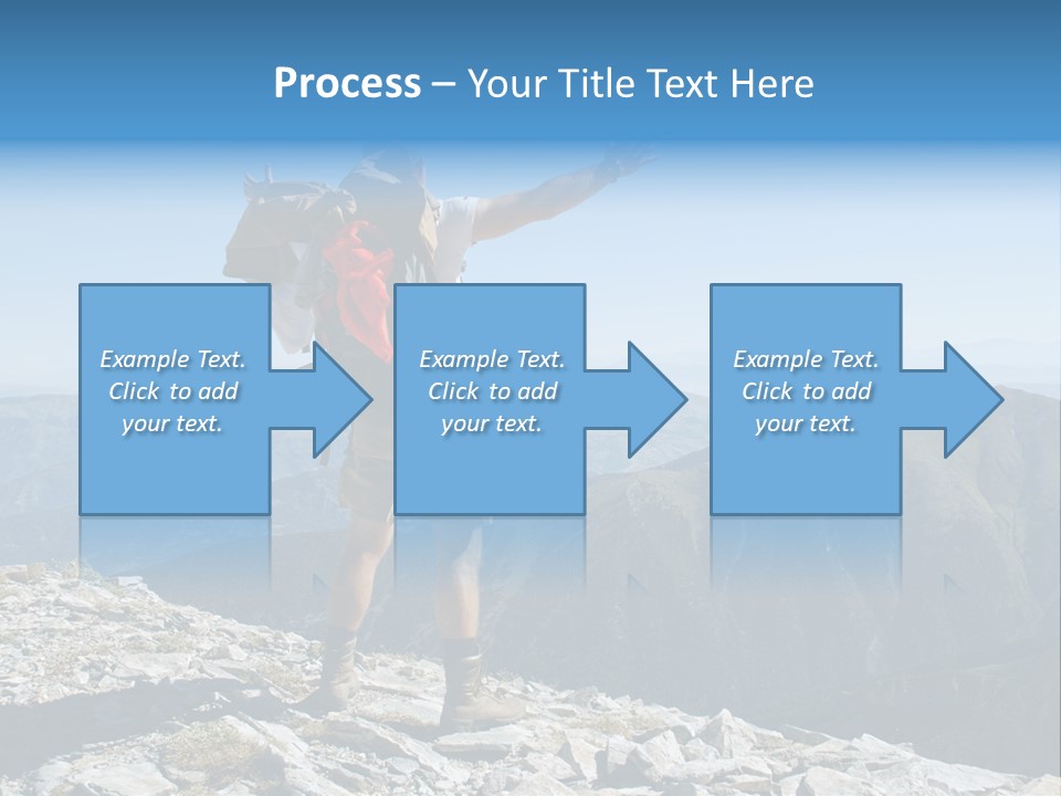A Man With A Backpack On Top Of A Mountain PowerPoint Template