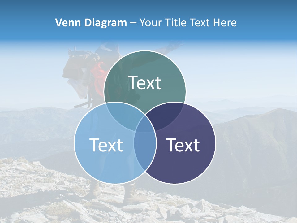 A Man With A Backpack On Top Of A Mountain PowerPoint Template