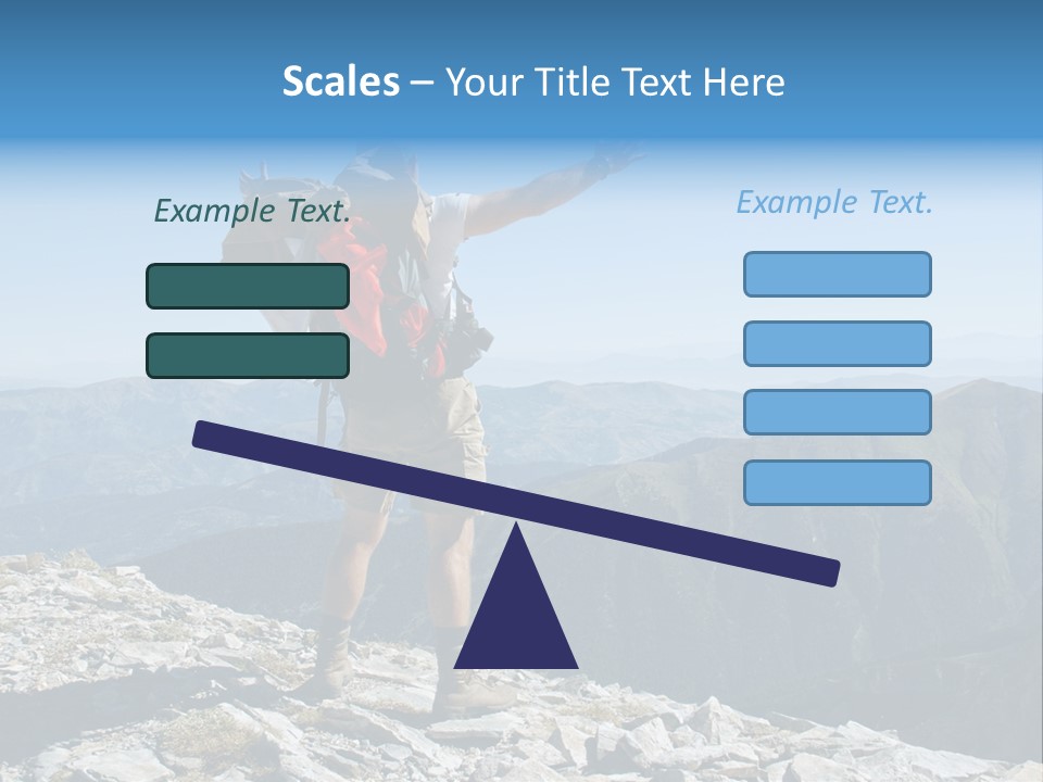 A Man With A Backpack On Top Of A Mountain PowerPoint Template