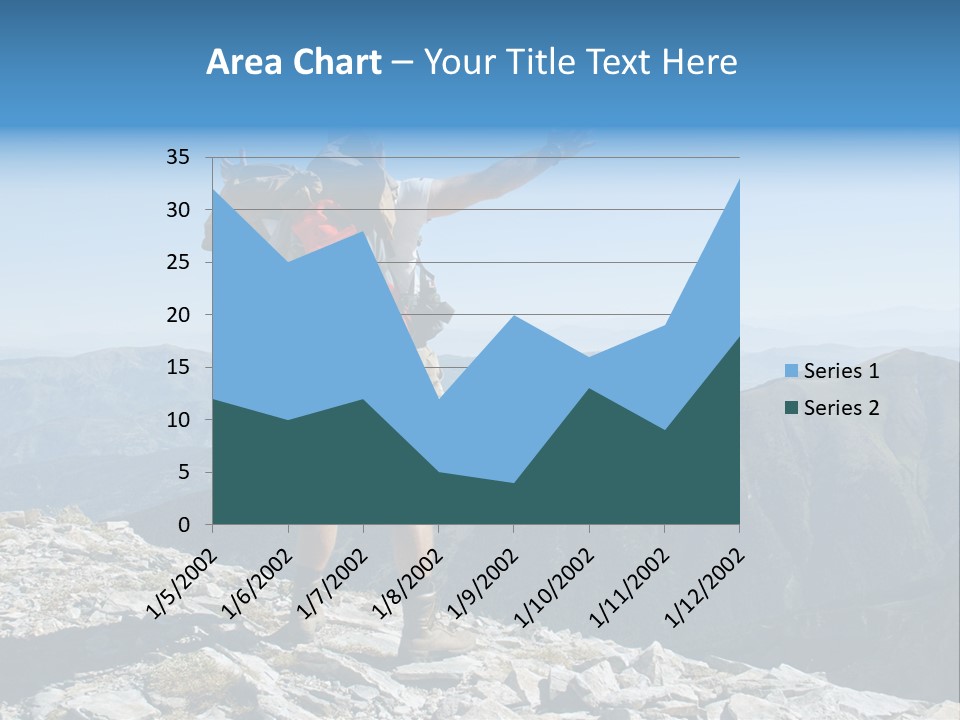 A Man With A Backpack On Top Of A Mountain PowerPoint Template