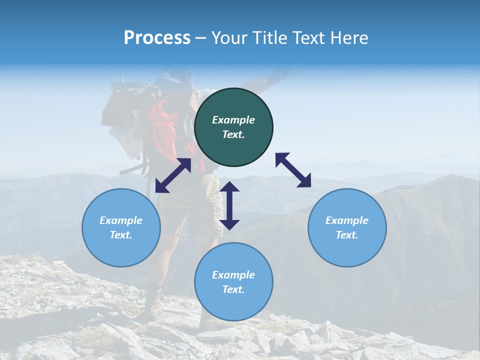 A Man With A Backpack On Top Of A Mountain PowerPoint Template