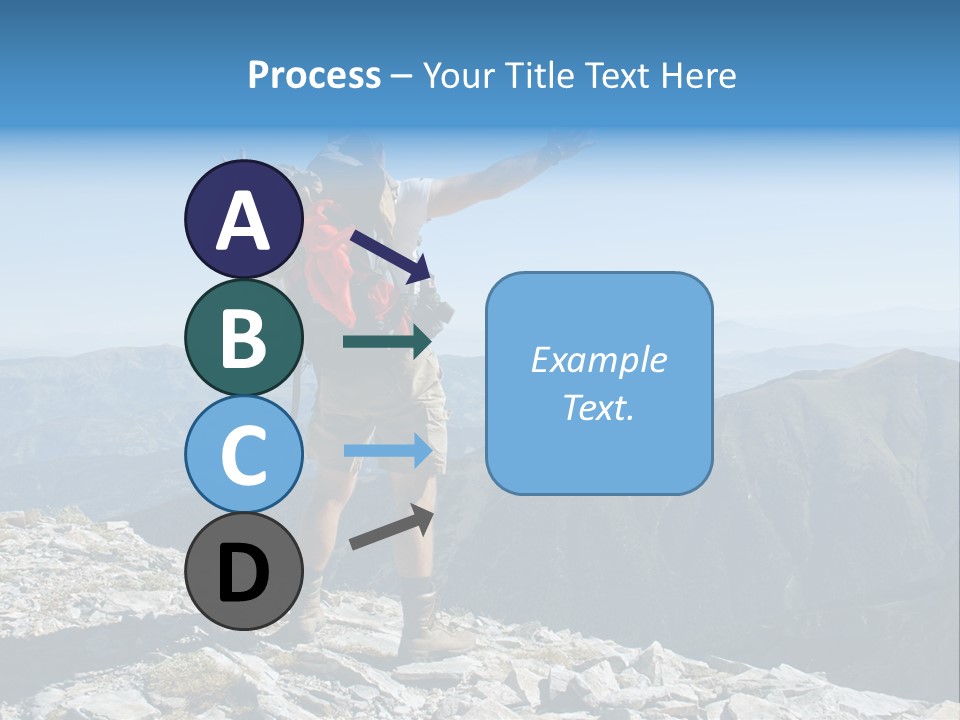 A Man With A Backpack On Top Of A Mountain PowerPoint Template