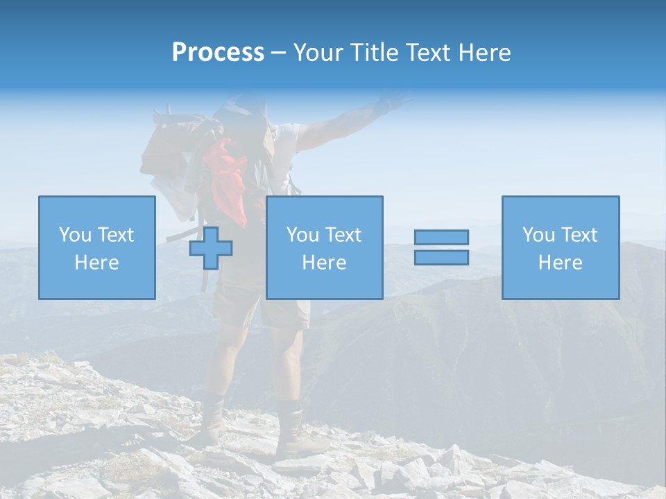 A Man With A Backpack On Top Of A Mountain PowerPoint Template
