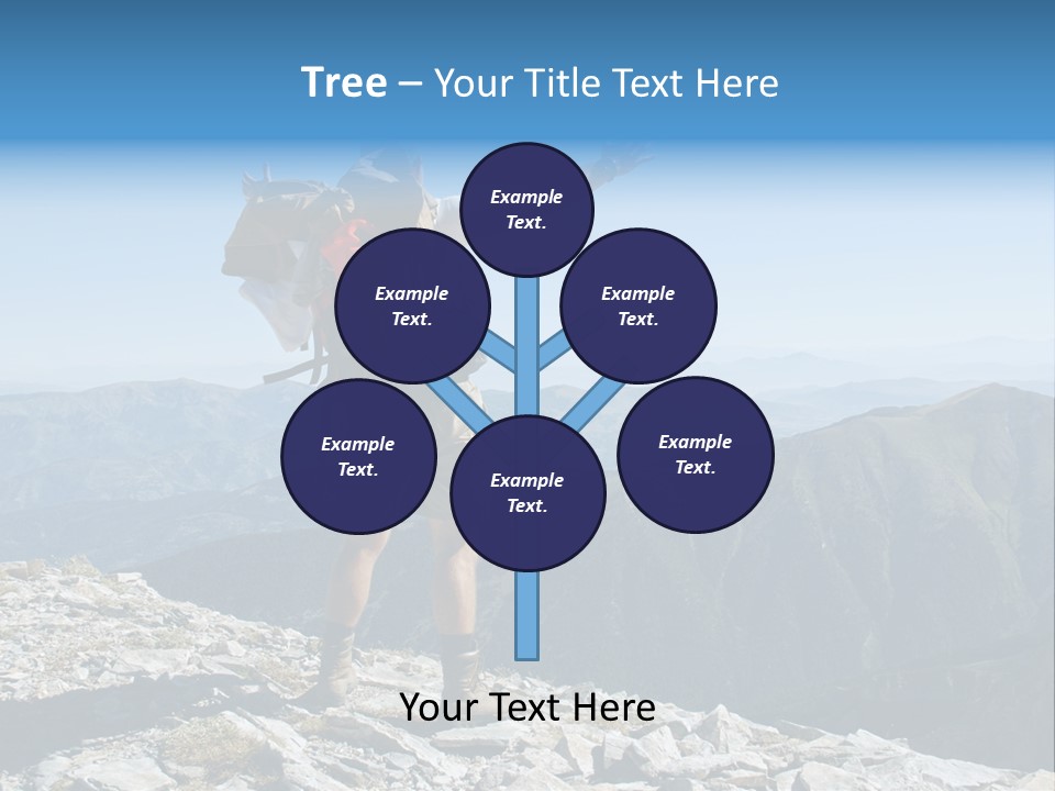 A Man With A Backpack On Top Of A Mountain PowerPoint Template