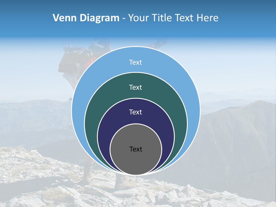 A Man With A Backpack On Top Of A Mountain PowerPoint Template