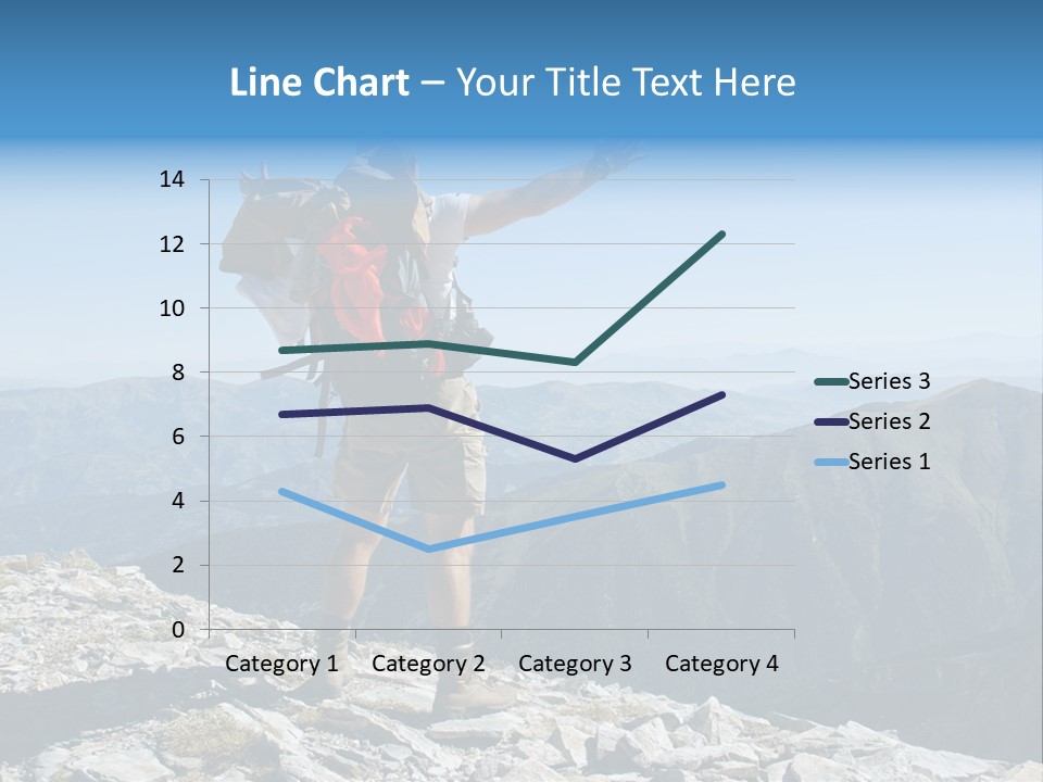 A Man With A Backpack On Top Of A Mountain PowerPoint Template