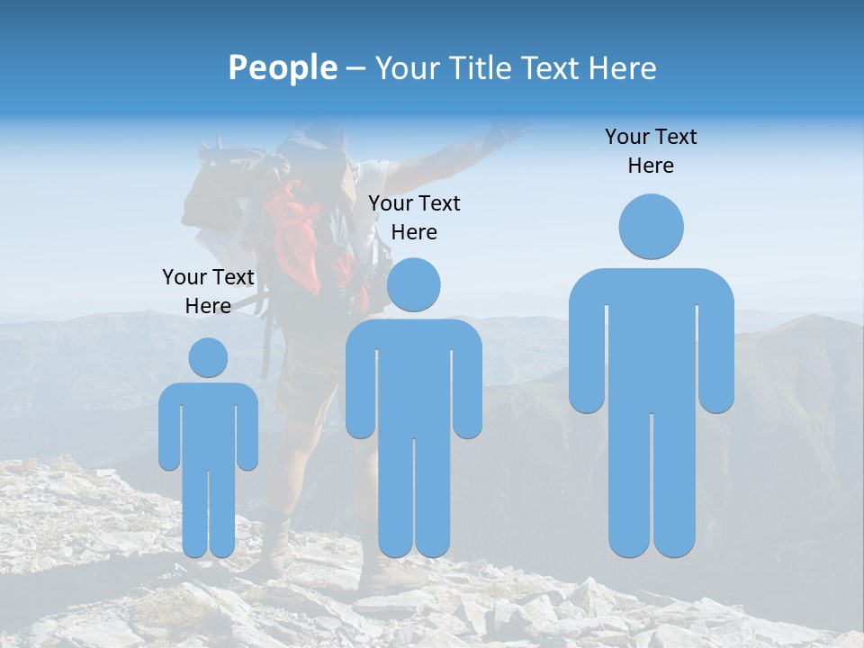 A Man With A Backpack On Top Of A Mountain PowerPoint Template