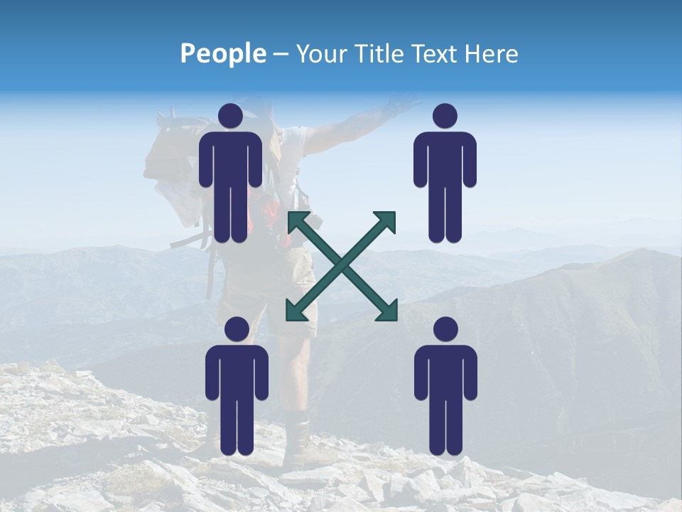 A Man With A Backpack On Top Of A Mountain PowerPoint Template