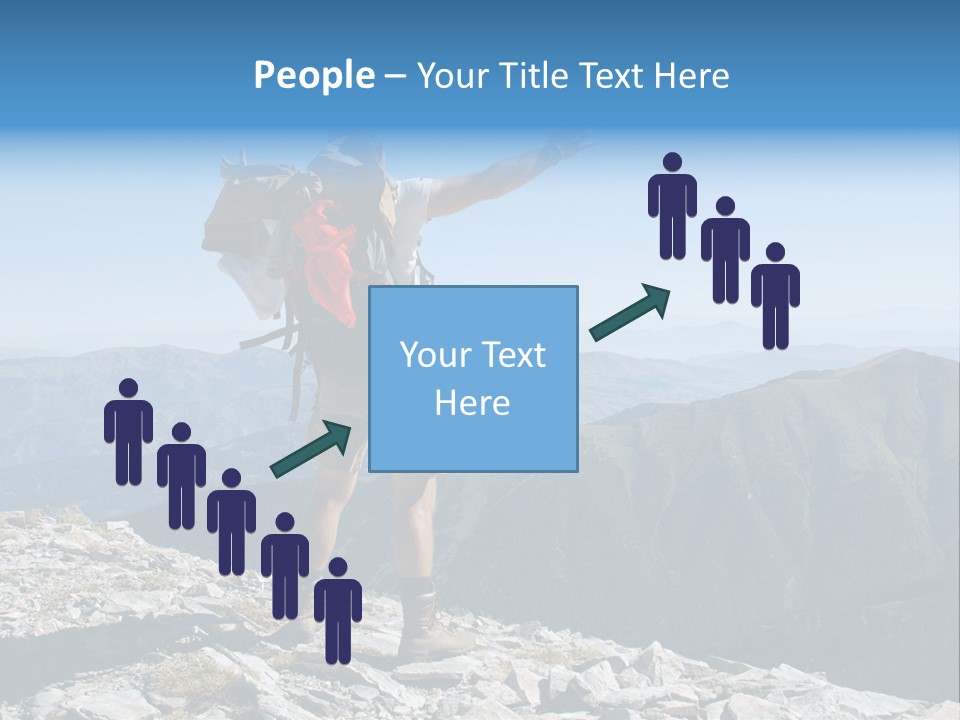 A Man With A Backpack On Top Of A Mountain PowerPoint Template