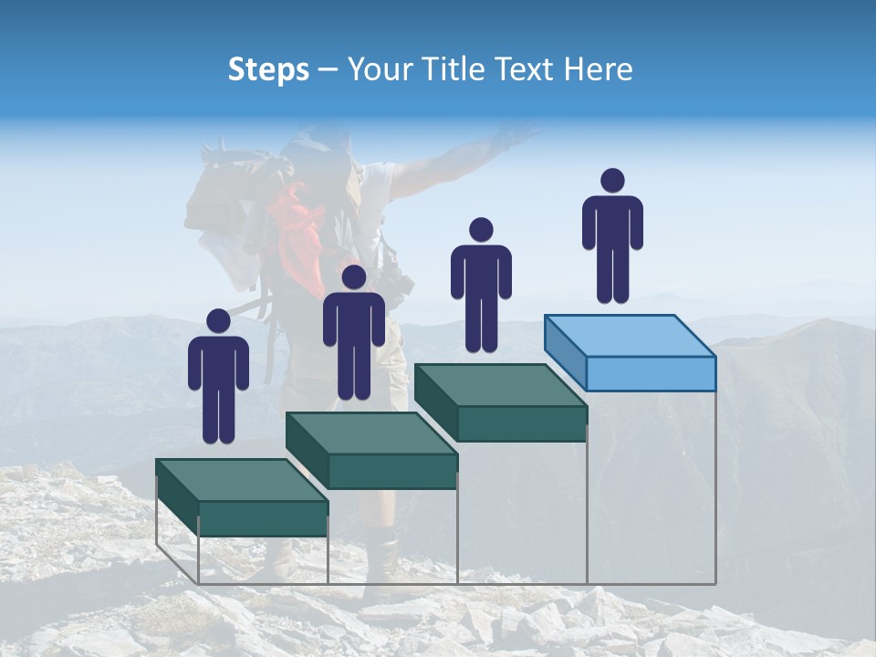 A Man With A Backpack On Top Of A Mountain PowerPoint Template