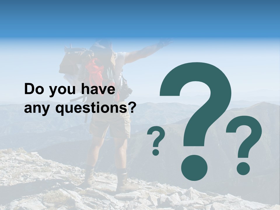 A Man With A Backpack On Top Of A Mountain PowerPoint Template