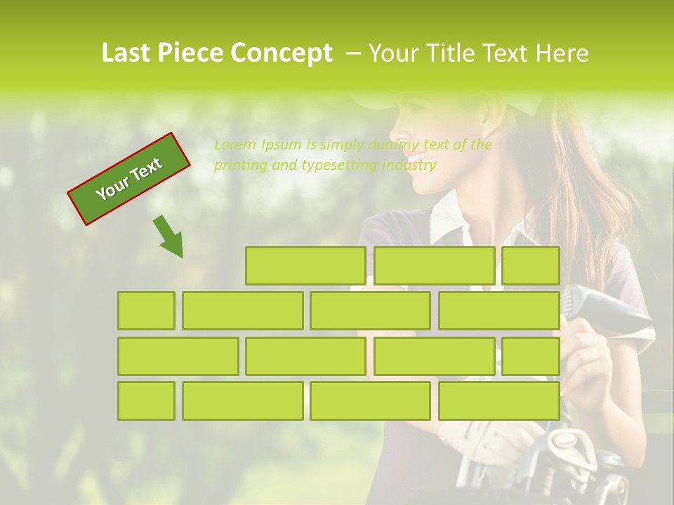 A Woman In A Purple Shirt And White Visor Holding A Golf Club PowerPoint Template