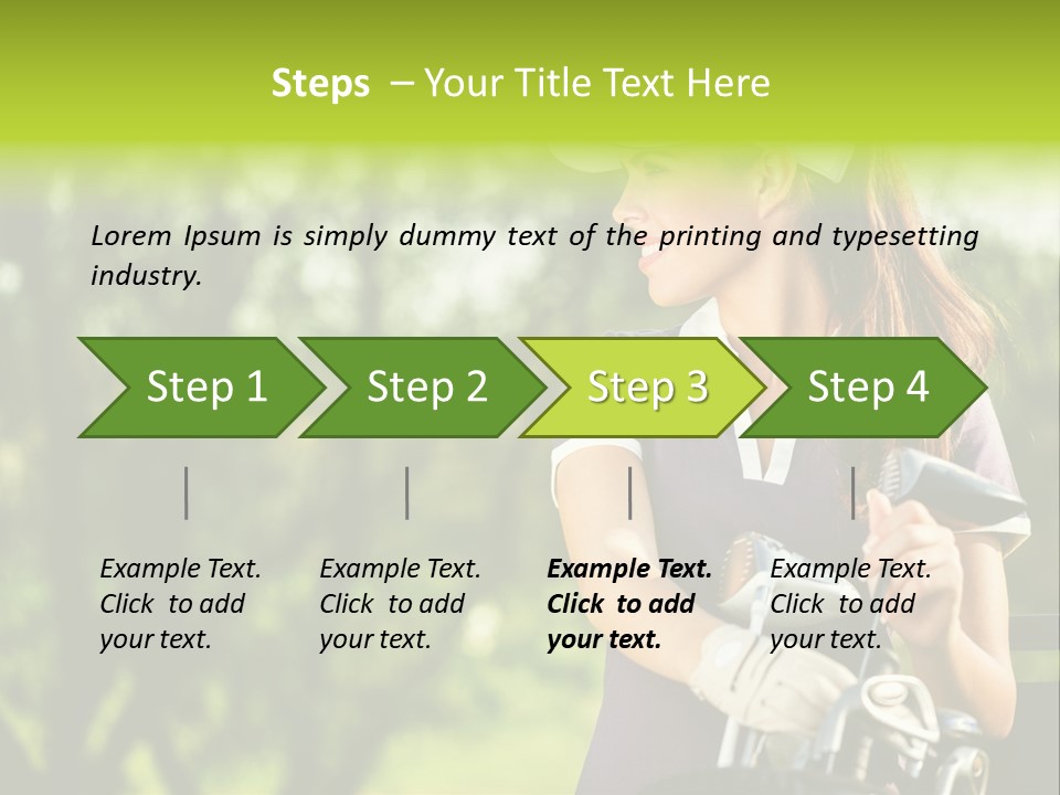 A Woman In A Purple Shirt And White Visor Holding A Golf Club PowerPoint Template