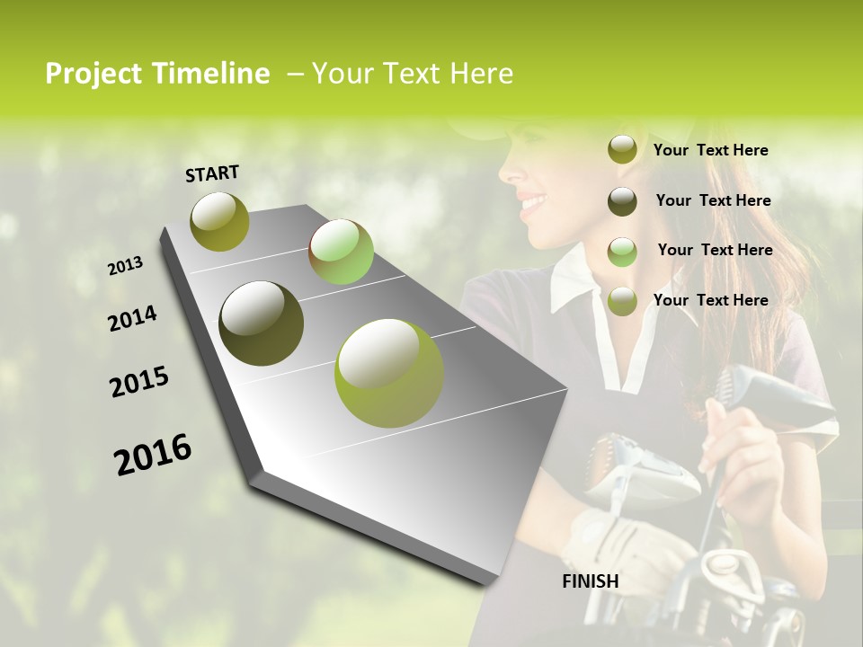 A Woman In A Purple Shirt And White Visor Holding A Golf Club PowerPoint Template