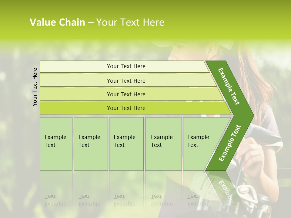 A Woman In A Purple Shirt And White Visor Holding A Golf Club PowerPoint Template