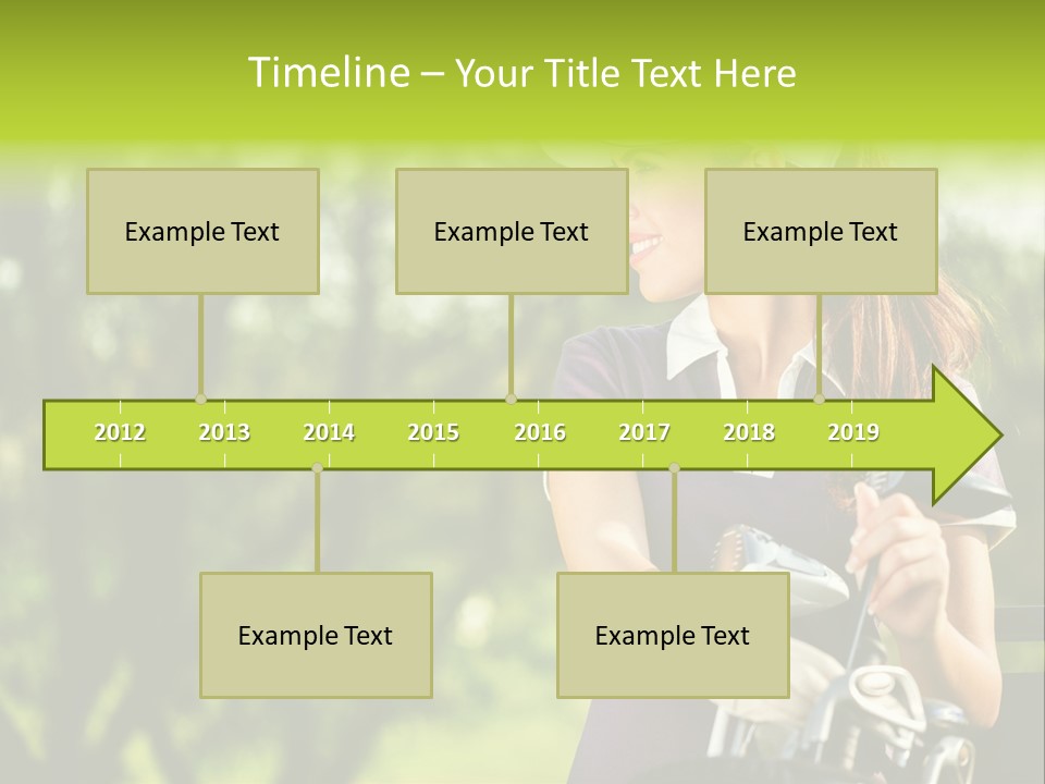 A Woman In A Purple Shirt And White Visor Holding A Golf Club PowerPoint Template