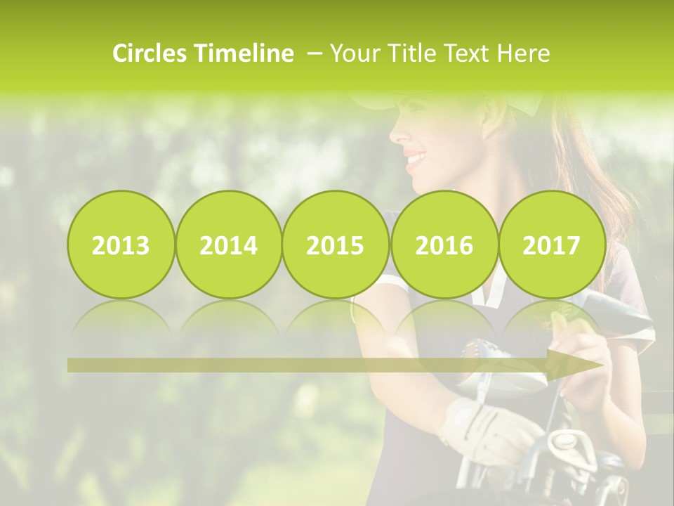 A Woman In A Purple Shirt And White Visor Holding A Golf Club PowerPoint Template