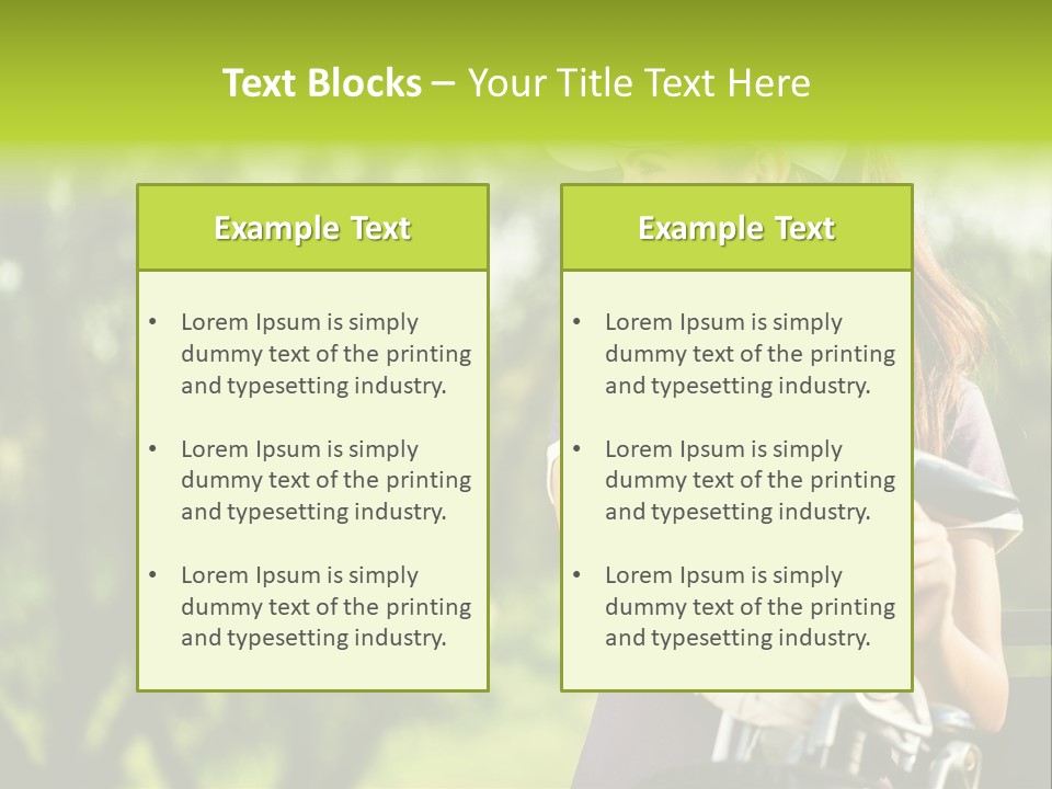 A Woman In A Purple Shirt And White Visor Holding A Golf Club PowerPoint Template