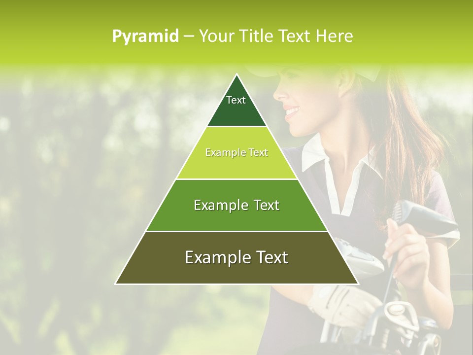 A Woman In A Purple Shirt And White Visor Holding A Golf Club PowerPoint Template