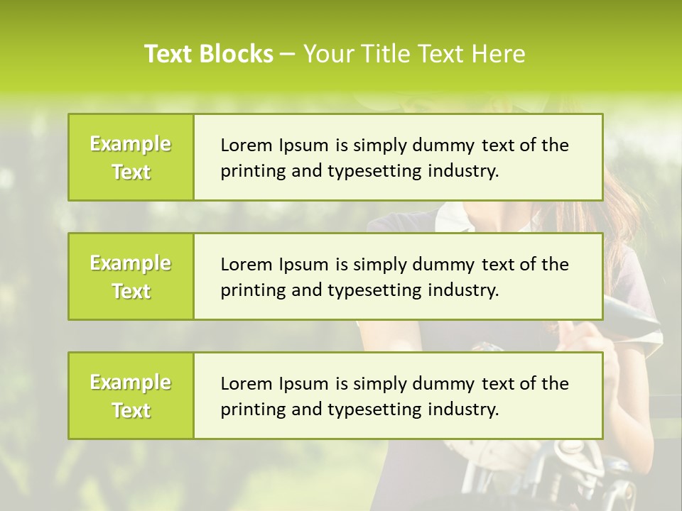 A Woman In A Purple Shirt And White Visor Holding A Golf Club PowerPoint Template