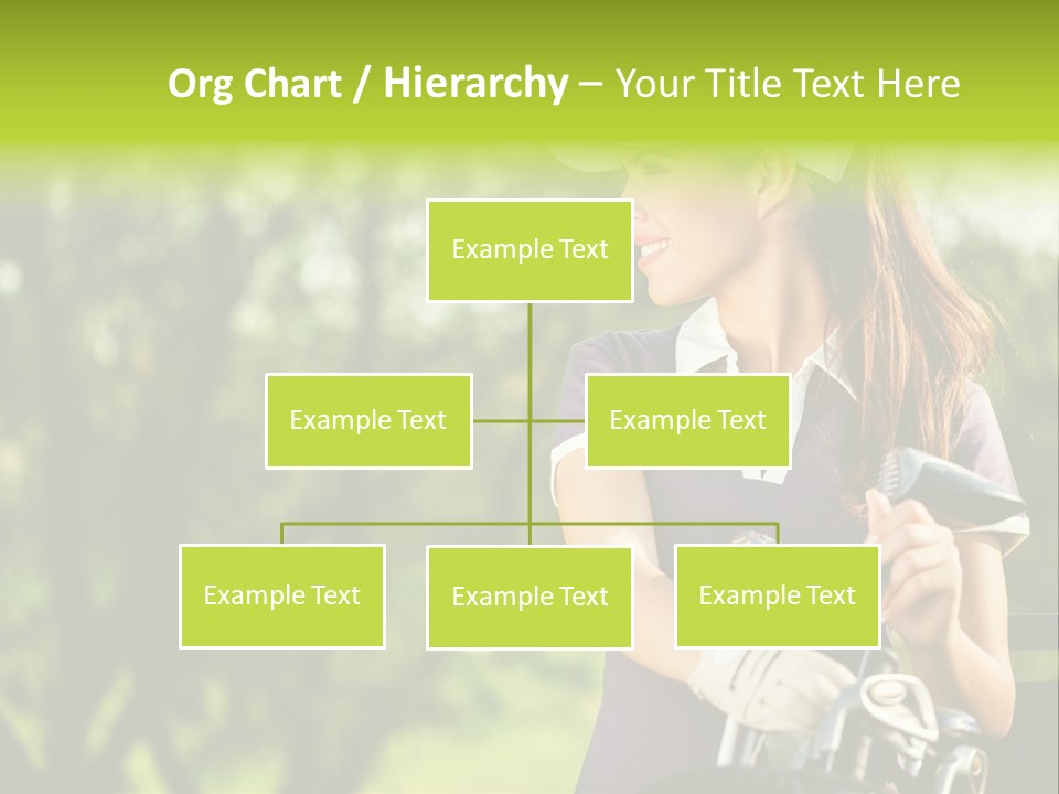 A Woman In A Purple Shirt And White Visor Holding A Golf Club PowerPoint Template