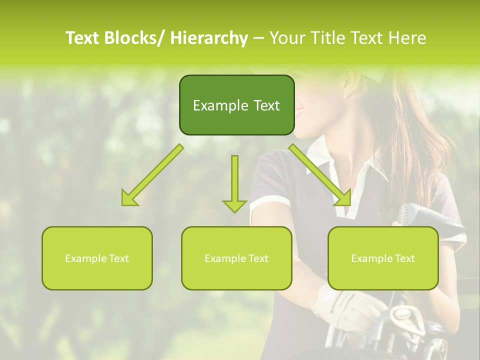 A Woman In A Purple Shirt And White Visor Holding A Golf Club PowerPoint Template