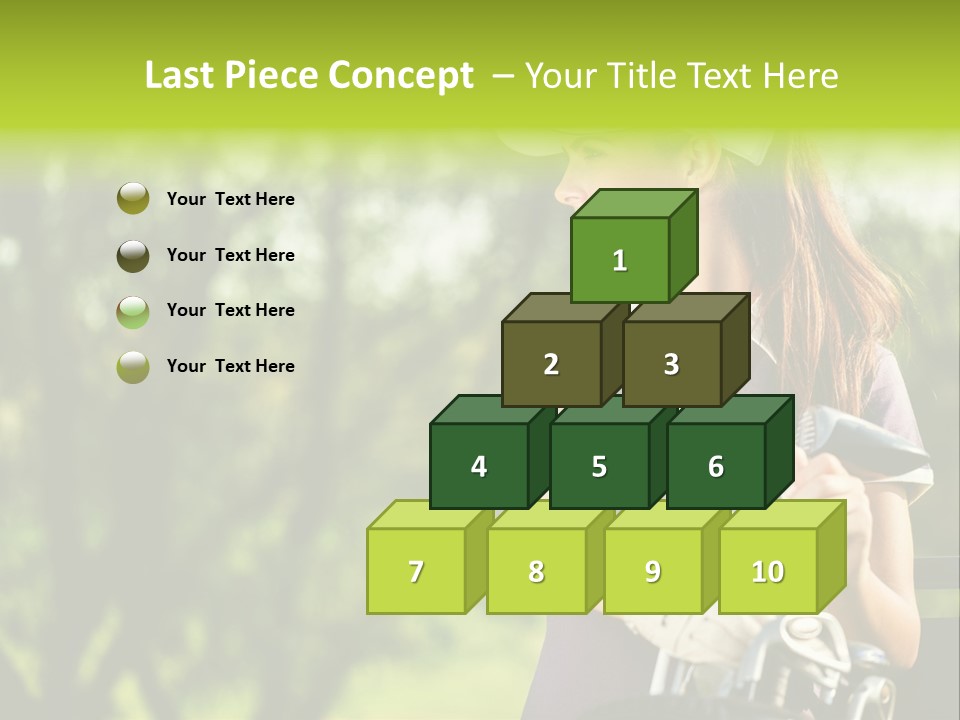 A Woman In A Purple Shirt And White Visor Holding A Golf Club PowerPoint Template